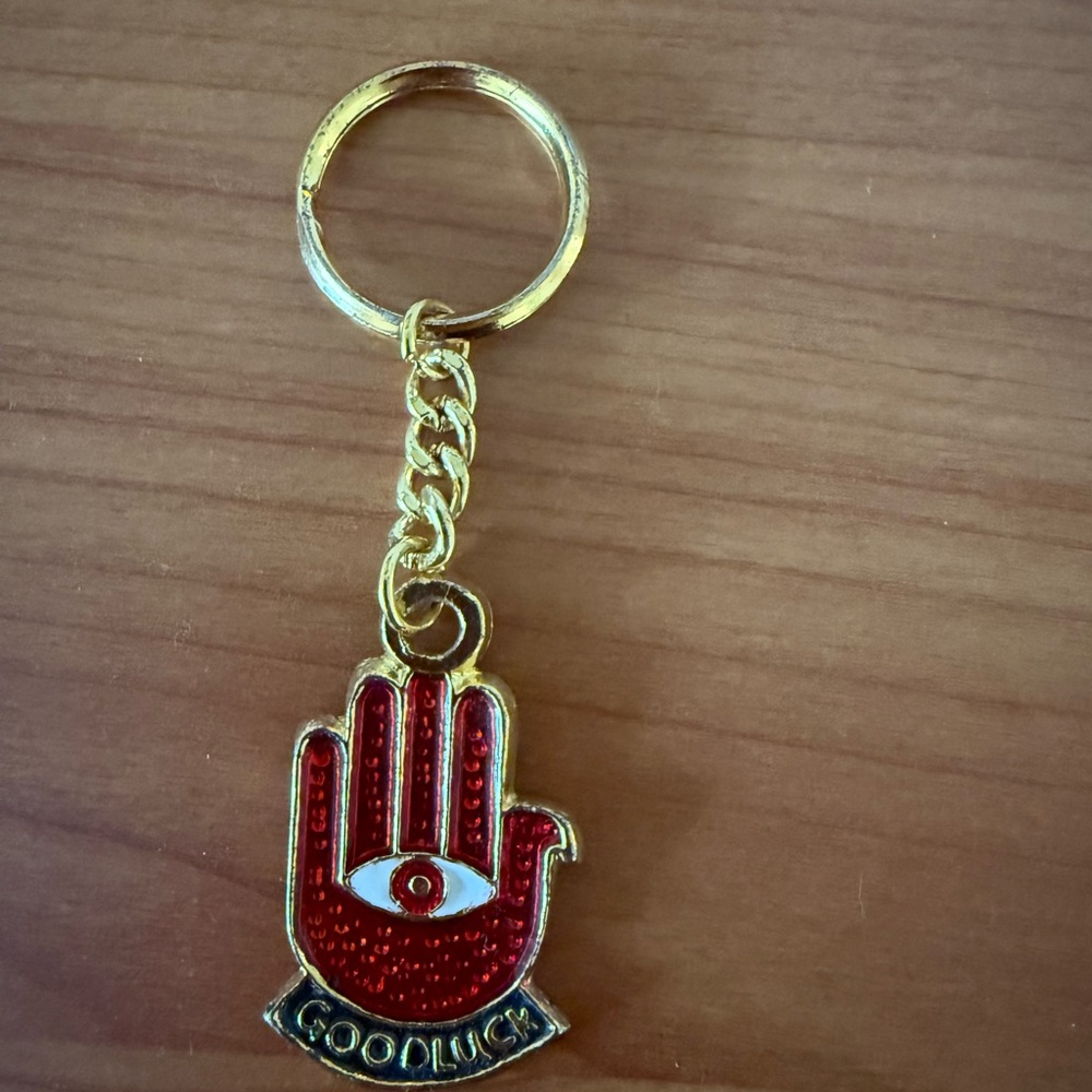 Red and Gold Hamsa Hand Keychain